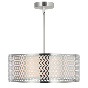 CWI Lighting Mikayla 3-Light Drum Shade Chandelier - 120V - Satin Nickel