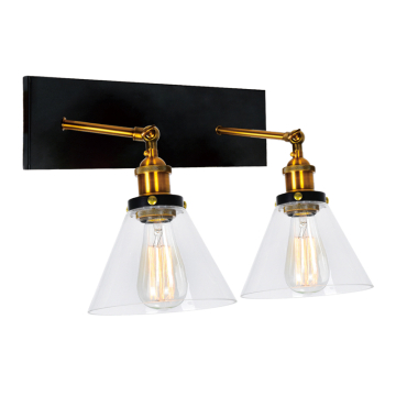 CWI Lighting Eustis 2-Light Wall Sconce - 120V - Black & Gold Brass