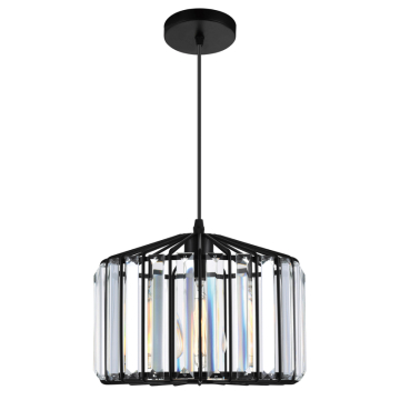CWI Lighting Alethia 1-Light Drum Shade Pendant - 120V - Black