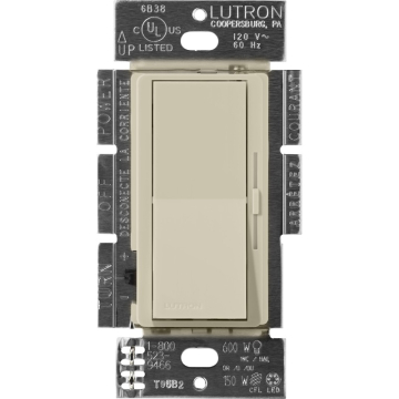 Lutron Diva LED+ Dimmer - Single Pole / 3-Way - 150W Max - Clay