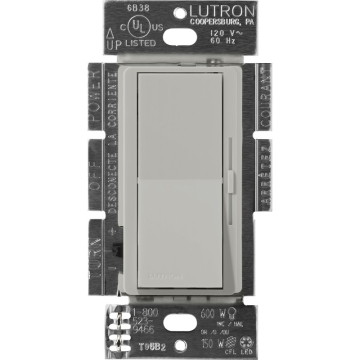 Lutron Diva LED+ Dimmer - Single Pole / 3-Way - 150W Max - Pebble