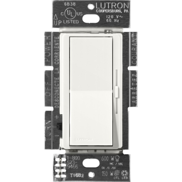 Lutron Diva LED+ Dimmer - Single Pole / 3-Way - 150W Max - Architectural White