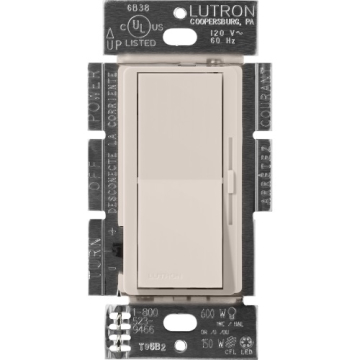 Lutron Diva LED+ Dimmer - Single Pole / 3-Way - 150W Max - Taupe