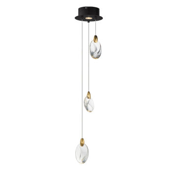 ET2 Pebble 3-Light LED Pendant - CCT Selectable - 120V - Black / Polished Gold