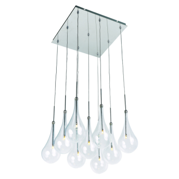 ET2 Larmes 9-Light LED Pendant - Square Canopy - 3000K - 945 Lumens - 120V - Polished Chrome