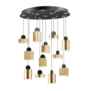 ET2 Nob 12-Light LED Pendant - 3000K - 3,980 Lumens - 120V - Black / Gold
