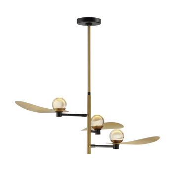 ET2 Pearl 3-Light LED Pendant - 3000K - 1,000 Lumens - 120V - Black / Natural Aged Brass