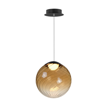 ET2 Planetary 1-Light LED Pendant - 3000K - 120-277V - Black / Amber Glass