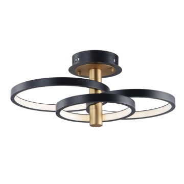 ET2 Hoopla 3-Light LED Semi-Flush Mount - 3000K - 800 Lumens - 120V - Black / Gold
