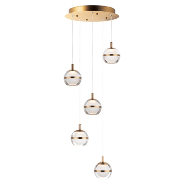 ET2 Swank 5-Light LED Pendant - 5000K - 2,160 Lumens - 120V - Natural Aged Brass