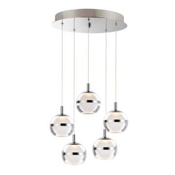 ET2 Swank 5-Light LED Pendant - 5000K - 2,160 Lumens - 120V - Polished Chrome