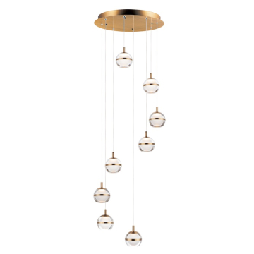 ET2 Swank 8-Light LED Pendant - 5000K - 3,450 Lumens - 120V - Natural Aged Brass