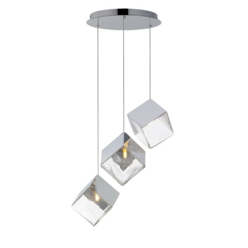 ET2 Ice Cube 3-Light LED Pendant - 3000K - 120V - Polished Chrome
