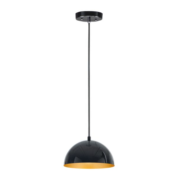 ET2 Hemisphere 9" LED Pendant - 3000K - 120V - Gloss Black / Gold