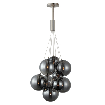 ET2 Burst 9-Light LED Pendant - 3000K - 120V - Satin Nickel / Smoke