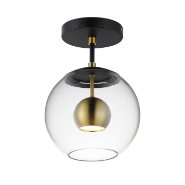 ET2 Nucleus LED Semi-Flush Mount - 3000K - 560 Lumens - 120V - Black / Natural Aged Brass