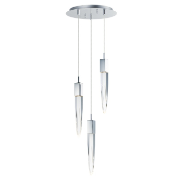 ET2 Quartz 3-Light LED Pendant - 3000K - 1,428 Lumens - 120V - Polished Chrome