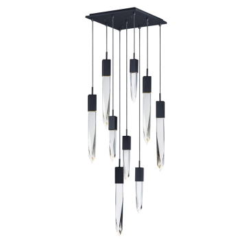 ET2 Quartz 9-Light LED Pendant - Square Canopy - 3000K - 4,284 Lumens - 120V - Black