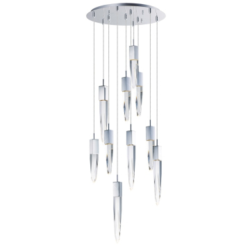 ET2 Quartz 9-Light LED Pendant - Round Canopy - 3000K - 4,760 Lumens - 120V - Polished Chrome