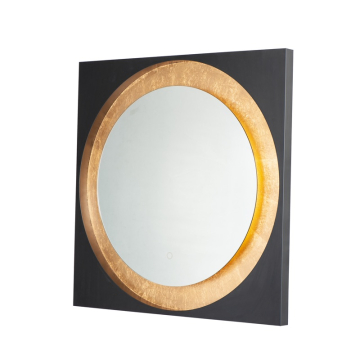 ET2 Floating Square LED Mirror - 3000K - 2,087 Lumens - 120V - Gold Leaf / Black - Touch Dimmer