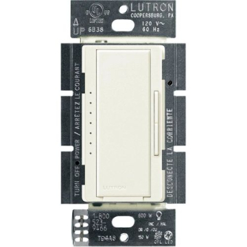 Lutron Maestro LED+ Dimmer - Single Pole / 3-Way / Multi-Location - Biscuit