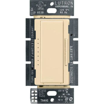 Lutron Maestro LED+ Dimmer - Single Pole / 3-Way / Multi-Location - Ivory
