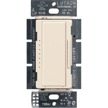 Lutron Maestro LED+ Dimmer - Single Pole / 3-Way / Multi-Location - Light Almond