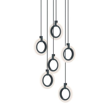 AFX Halo 6-Light LED Round Pendant - 108W - CCT Selectable - 120V - Black