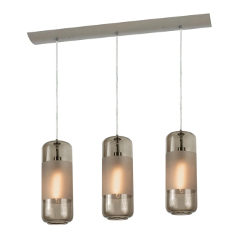 AFX Hermosa 3-Light Linear Pendant - 120V - Satin Nickel / Brown Glass