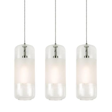 AFX Hermosa 3-Light Linear Pendant - 120V - Satin Nickel / Clear Glass