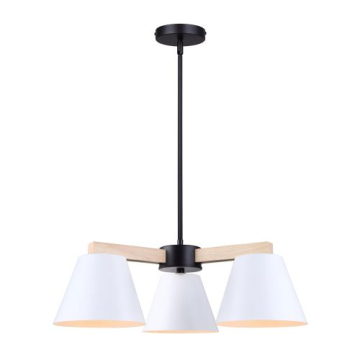 Canarm Harlyn 3-Light Chandelier - 120V - Black / White / Wood