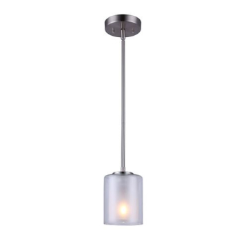 Canarm Bay 1-Light Rod Pendant - 120V - Brushed Nickel