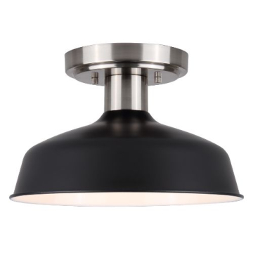 Canarm Bello 1-Light Semi-Flush Mount - 120V - Brushed Nickel / Matte Black