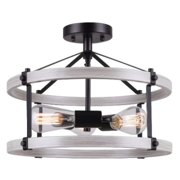 Canarm Joelle 3-Light Semi-Flush Mount - 120V - Black / Brushed Gray
