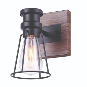 Canarm Blake 1-Light Vanity Light - 120V - Black / Faux Wood