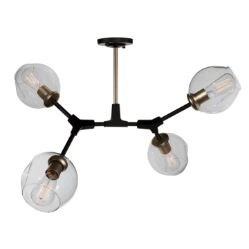 Artcraft Organic 4-Light Semi-Flush Mount - 120V - Vintage Brass