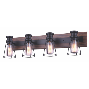 Canarm Blake 4-Light Vanity Light - 120V - Black/Faux Wood