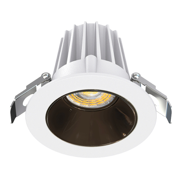 Lotus 2" Round Economy Regressed LED Downlight - 9W - White Trim / Black Chrome Reflector - CCT Selectable - 120V