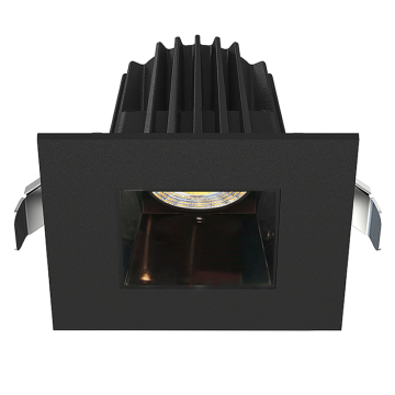 Lotus 2" Square Economy Regressed LED Downlight - 9W - Black Trim / Black Chrome Reflector - CCT Selectable - 120V