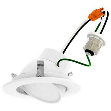 Keystone LED Residential Retrofit Gimbal - 4" Round - CCT Selectable - 120V - 8W - TRIAC Dimming - E26 Adapter Included
