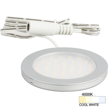 Task Lighting 3W Ultra Thin LED Puck Light - 4000K - 190 Lumens - 12V - Satin Nickel