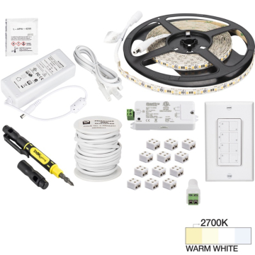 Task Lighting 16' Vivid LED Tape Light Kit - 1 Zone - 1 Area - 2700K - 2.8W / FT - 225 Lumens / FT - 12V