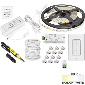 Task Lighting 16' Vivid LED Tape Light Kit - 1 Zone - 1 Area - 5000K - 2.8W / FT - 225 Lumens / FT - 12V