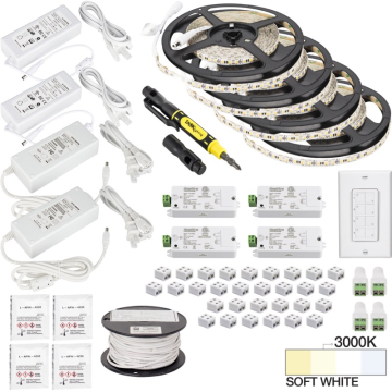 Task Lighting 65' Vivid LED Tape Light Kit - Wireless Controller - 4 Zone - 4 Area - 3000K - 2.8W / FT - 225 Lumens / FT - 12V
