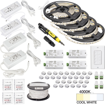 Task Lighting 65' Vivid LED Tape Light Kit - Wireless Controller - 4 Zone - 4 Area - 4000K - 2.8W / FT - 225 Lumens / FT - 12V