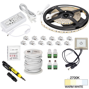 Task Lighting 16' Vivid Tape Light Kit - Touch Dimmer Switch - 1 Zone - 1 Area - 2700K - 2.8W / FT - 225 Lumens / FT - 12V