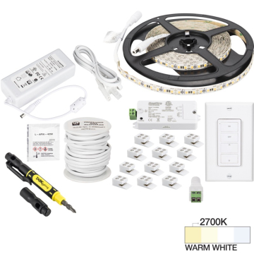 Task Lighting 16' Vivid UNO LED Tape Light Kit - 1 Zone - 1 Area - 2700K - 2.8W / FT - 225 Lumens / FT - 12V