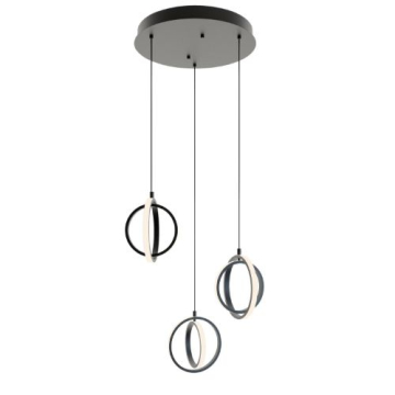 AFX Lock 3-Light Round LED Pendant - 3000K - 120V - Black
