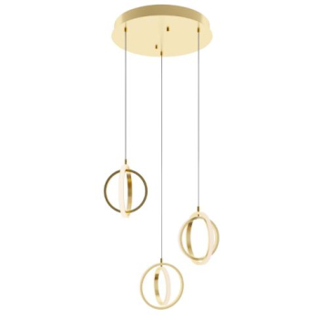 AFX Lock 3-Light Round Pendant - 3000K - 120V - Satin Brass
