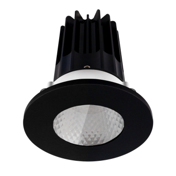 Lotus 2" LED Recessed Downlight - 8W - 2700K - Diamond Reflector - Black Shower Trim - 120V